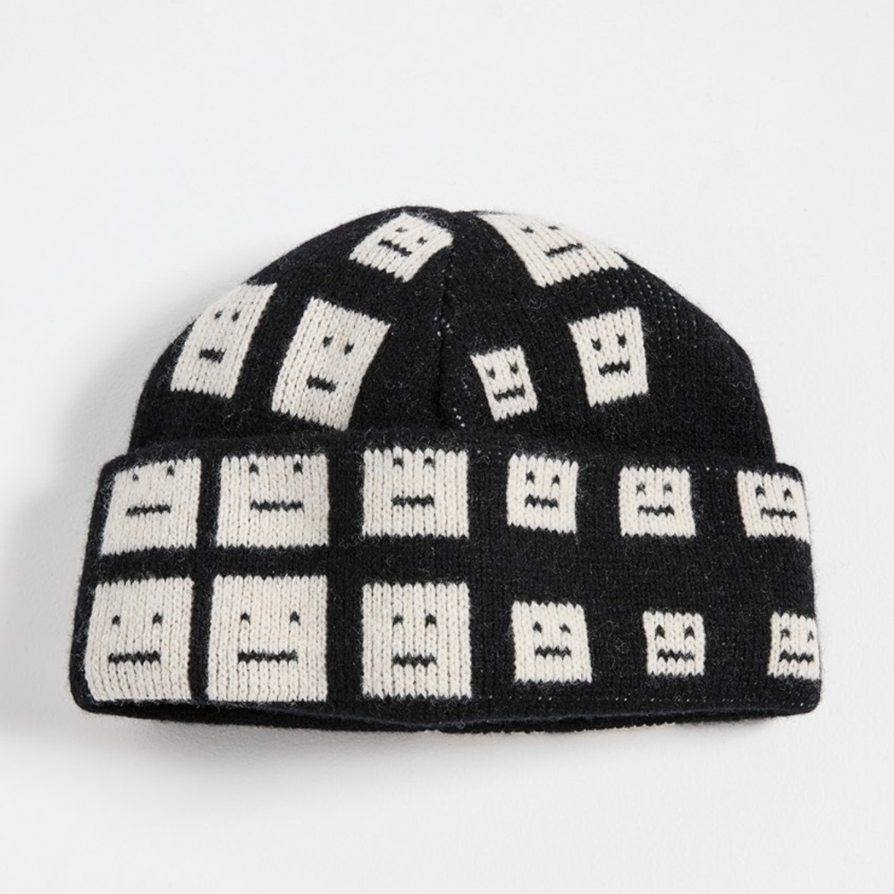 Acne Black and Cream Patterned Beanie - Picture 2 of 5